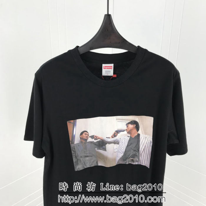 SUPREME 19春夏新款 喋血雙雄 純棉汗布 男款黑色短袖 ydi1333